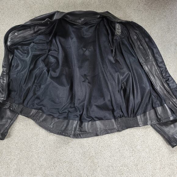 Womens Leather Motorcycle Jacket 3XL Black Vented Gusset Zip Up Biker Riding - Picture 13 of 16
